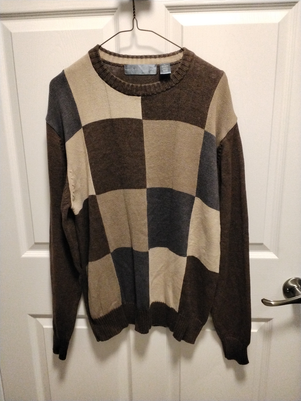 Oscar de la Renta Patchwork Crewneck‎ Sweater, SIZE XL